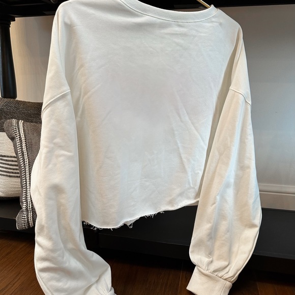 LIKE NEW Cropped Sweatshirt with XOXO Sequin Patch Detail - Picture 5 of 5